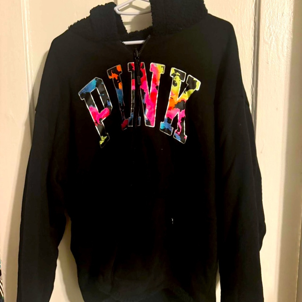 Victoria's Secret PINK reversible Sherpa hoodie EUC